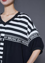 Load image into Gallery viewer, Fitted Black Striped Low High Design Cotton Two Pieces Set Summer