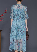 Load image into Gallery viewer, Fitted Blue Ruffled Print Chiffon Party Dress Summer