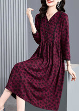 Load image into Gallery viewer, Fitted Brick Red V Neck Patchwork Print Cotton Dress Spring