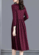 Load image into Gallery viewer, Fitted Brick Red V Neck Patchwork Print Cotton Dress Spring