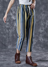 Load image into Gallery viewer, Fitted Colorblock Striped Elastic Waist Linen Harem Pants Summer