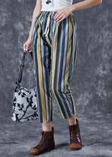 Load image into Gallery viewer, Fitted Colorblock Striped Elastic Waist Linen Harem Pants Summer