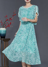 Load image into Gallery viewer, Fitted Green Print Patchwork Chiffon Dresses Summer