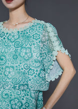 Load image into Gallery viewer, Fitted Green Print Patchwork Chiffon Dresses Summer