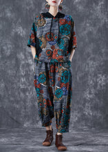 Load image into Gallery viewer, Fitted Grey Hooded Floral Print Cotton Two Piece Set Summer