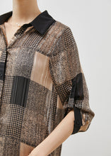 Load image into Gallery viewer, Fitted Khaki Oversized Plaid Chiffon Two Pieces Set Summer