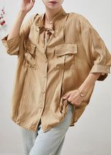 Load image into Gallery viewer, Fitted Khaki Oversized Wrinkled Cotton Shirt Summer