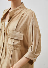 Load image into Gallery viewer, Fitted Khaki Oversized Wrinkled Cotton Shirt Summer