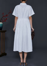 Load image into Gallery viewer, Fitted White Cinched Wrinkled Cotton Dresses Summer