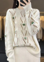 Load image into Gallery viewer, Floral Beige O Neck Hollow Out Cozy Wool Sweaters Spring