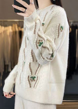 Load image into Gallery viewer, Floral Beige O Neck Hollow Out Cozy Wool Sweaters Spring