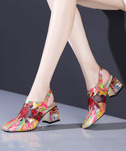 Load image into Gallery viewer, Floral Red Buckle Strap Breathable Mesh Splicing Chunky High Heels