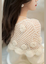 Load image into Gallery viewer, Floral White Hollow Out Patchwork Cotton Knit Top Long Sleeve