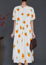 Load image into Gallery viewer, French Apricot Floral Print Cotton Holiday Dress Summer