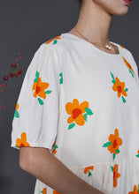 Load image into Gallery viewer, French Apricot Floral Print Cotton Holiday Dress Summer