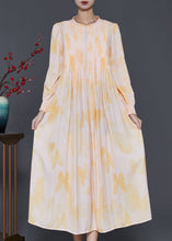 Load image into Gallery viewer, French Apricot Floral Wrinkled Chiffon Dresses Spring