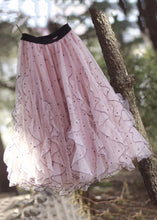 Load image into Gallery viewer, French Apricot Ruffled Elastic Waist Tulle Skirts Summer