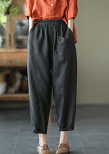 Load image into Gallery viewer, French Black Geometry Elastic Waist Harem Summer Pants Linen