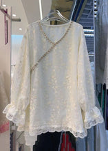 Load image into Gallery viewer, French Beige Embroidered Zircon Lace Patchwork Blouses Spring