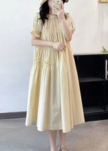 Load image into Gallery viewer, French Beige Ruffled Asymmetrical Patchwork Cotton Long Dresses Summer