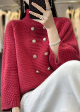 Load image into Gallery viewer, French Beige Turtleneck Button Patchwork Sweaters Bracelet Sleeve