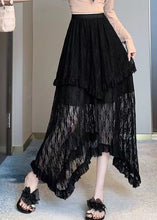 Load image into Gallery viewer, French Black Asymmetrical Patchwork Lace Skirts Summer