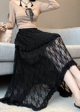 Load image into Gallery viewer, French Black Asymmetrical Patchwork Lace Skirts Summer