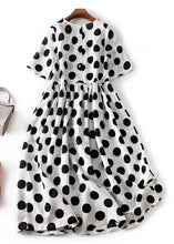 Load image into Gallery viewer, French Black Dot Button Cotton Long Dresses Summer