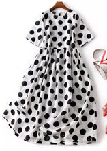 Load image into Gallery viewer, French Black Dot Button Cotton Long Dresses Summer