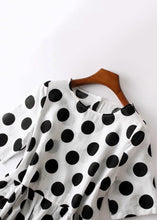 Load image into Gallery viewer, French Black Dot Button Cotton Long Dresses Summer