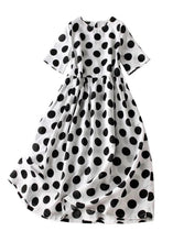 Load image into Gallery viewer, French Black Dot Button Cotton Long Dresses Summer