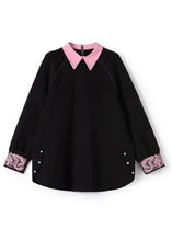 Load image into Gallery viewer, French Black Embroidered Patchwork Cotton Sweatshirts Spring