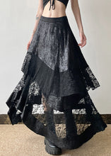 Load image into Gallery viewer, French Black High Waist Patchwork Lace Skirts Summer