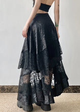 Load image into Gallery viewer, French Black High Waist Patchwork Lace Skirts Summer