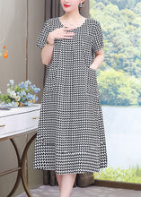 Load image into Gallery viewer, French Black O-Neck Plaid Patchwork Maxi Dresses Summer