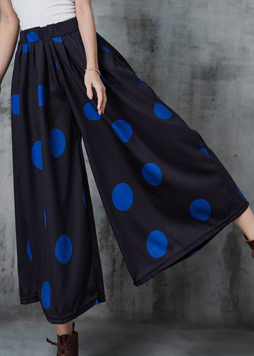 French Black Oversized Dot Cotton Wide Leg Pants Summer