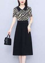 Load image into Gallery viewer, French Black Peter Pan Collar Patchwork Chiffon Dress Summer