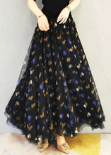 Load image into Gallery viewer, French Black Print Elastic Waist Exra Large Hem Tulle Skirt Spring