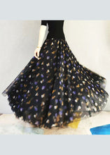 Load image into Gallery viewer, French Black Print Elastic Waist Exra Large Hem Tulle Skirt Spring