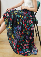 Load image into Gallery viewer, French Black Print Side Open Cotton Vacation Skirts Summer