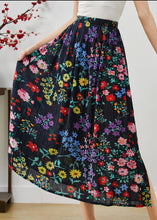 Load image into Gallery viewer, French Black Print Side Open Cotton Vacation Skirts Summer