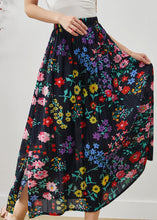 Load image into Gallery viewer, French Black Print Side Open Cotton Vacation Skirts Summer