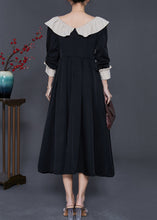 Load image into Gallery viewer, French Black Ruffled Exra Large Hem Cotton Long Dresses Spring