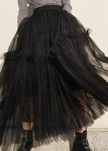 Load image into Gallery viewer, French Black Ruffled High Waist Tulle Skirts Summer