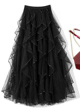 Load image into Gallery viewer, French Black Solid High Waist Tulle Skirt Summer