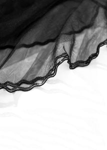 French Black Solid High Waist Tulle Skirt Summer