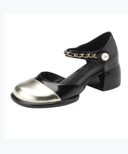 Load image into Gallery viewer, French Black Splicing Buckle Strap Chunky Sandals