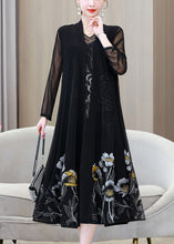 Load image into Gallery viewer, French Black V Neck Embroidered Floral Ice Silk Long Sunscreen Cardigans Summer