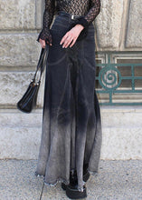 Load image into Gallery viewer, French Black Zippered High Waist Denim Fishtail Skirt Fall