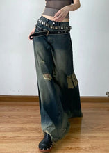 Load image into Gallery viewer, French Blue Hole High Waist Denim Maxi Skirts Summer